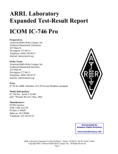 ARRL Laboratory Test Result Report - ICOM IC