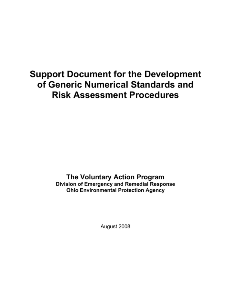 Support Document for the Development of Generic