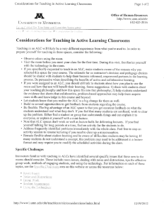 Considerations for Teaching in Active Learning Classrooms