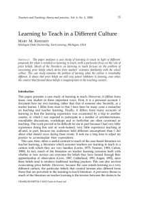 Learning to Teach in a Different Culture