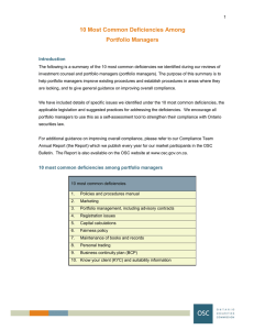 10 Most Common Deficiencies Among Portfolio Managers