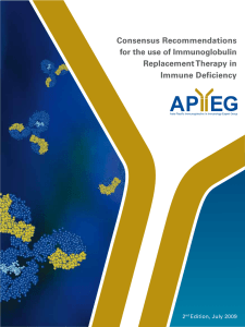 Consensus Recommendations for the use of Immunoglobulin