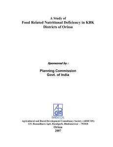 A Study of Food Related Nutritional Deficiency in KBK districts of