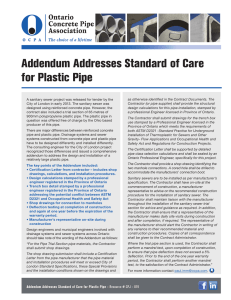 Addendum Addresses Standard of Care for Plastic Pipe