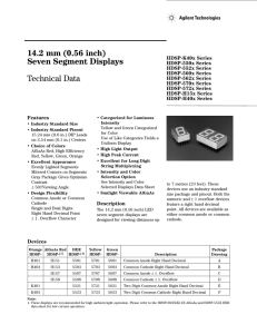14.2 mm (0.56 inch) Seven Segment Displays Technical Data