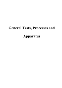General Tests, Processes and Apparatus