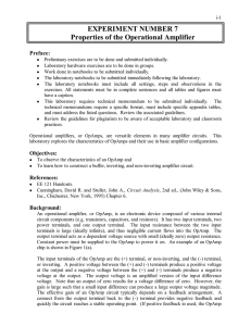 7 Experiment Properties of the Operational Amplifier