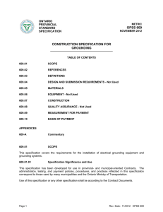 opss 609 construction specification for grounding