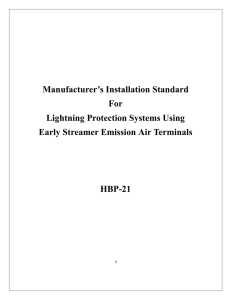 Manufacturer`s Installation Standard For Lightning Protection