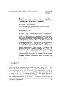 Dipole models of proper ferroelectrics NaNO2 and Sn(Pb)2 P2 S(Se)6