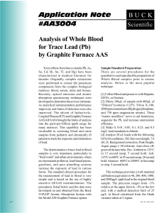 Analysis of Whole Blood for Trace Lead (Pb) by