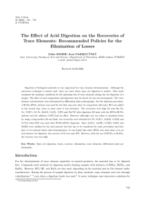 The Effect of Acid Digestion on the Recoveries of Trace Elements