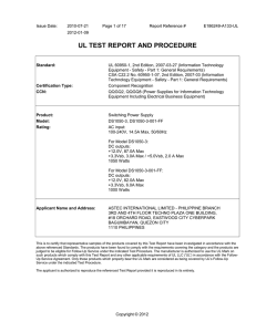 ul test report and procedure - Artesyn Embedded Technologies