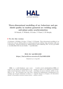 Three-dimensional modelling of arc behaviour and gas shield