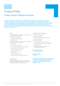 Defective Products Product Profile