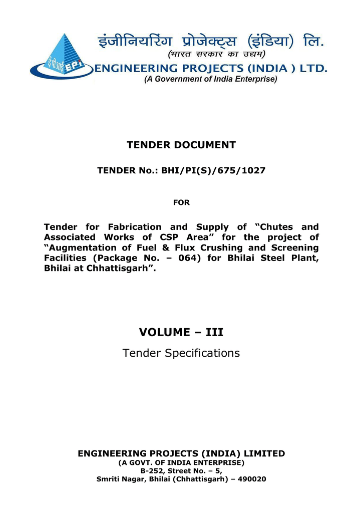 Volume Iii Tender Specifications