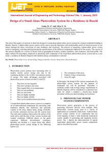 Design of a Stand-Alone Photovoltaic System for a Residence in