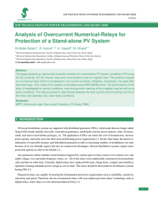 Analysis of Overcurrent Numerical-Relays for Protection of a Stand