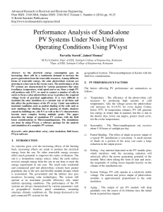 Performance Analysis of Stand-alone PV Systems