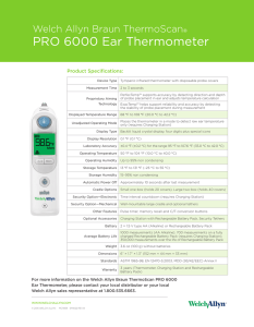 Braun ThermoScan PRO 6000 Specification Sheet