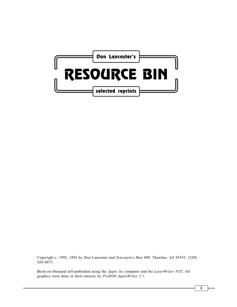 Resource Bin Don Lancaster S Guru Lair Resource Bin Don Lancaster S Guru Lair