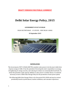 Delhi Solar Energy Policy, 2015
