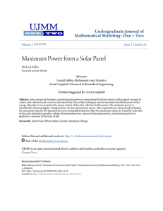 Maximum Power from a Solar Panel - Scholar Commons