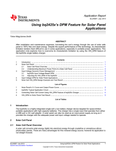 Using bq2425x`s DPM Feature for Solar Panel