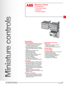 Miniature controls • Contactors • Overload relays