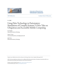 Using Palm Technology in Participatory Simulations of Complex