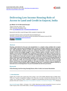 Delivering Low Income Housing-Role of Access to Land and Credit