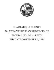 CHAUTAUQUA COUNTY 2015/2016 VEHICLE AWARD PACKAGE