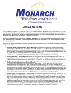 Current Warranty - Monarch Windows and Doors