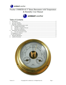 Fischer 1508BTH-45 5" Brass Barometer with Temperature