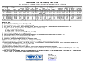 3-Phase UPS International 380V Site Planning Data