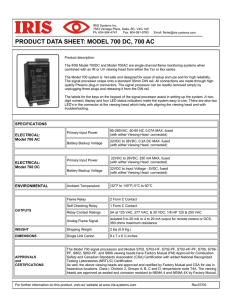 PRODUCT DATA SHEET: MODEL 700 DC, 700 AC