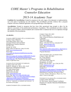 CORE Master`s Programs - Council on Rehabilitation Education