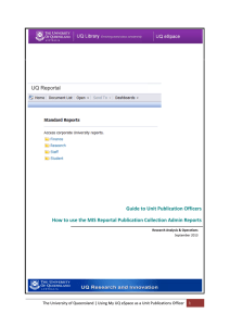 Guide to Unit Publication Officers How to use the MIS Reportal