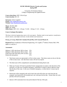 1 EE/ME 3030-001 Electric Circuits and Systems Spring 2009