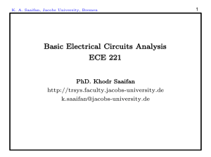 Basic Electrical Circuits Analysis ECE 221