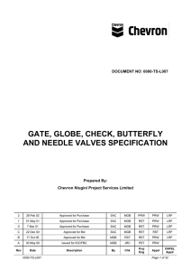 gate, globe, check, butterfly and needle valves