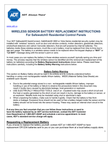 WIRELESS SENSOR BATTERY REPLACEMENT INSTRUCTIONS