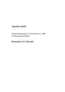 2009 Financial Statements for Bertelsmann AG