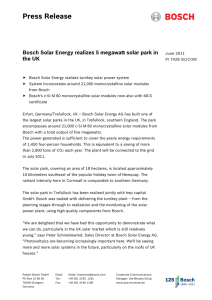 Press Release - Bosch Solar Energy