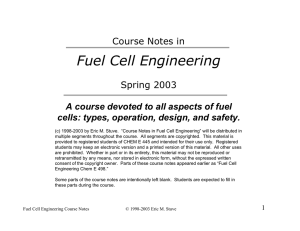 Fuel Cell Engineering Introductory Course Notes by Eric M. Stuve