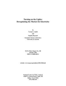 Turning on the Lights: Deregulating the Market for Electricity