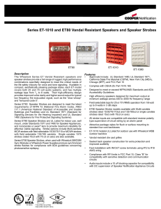 Series ET-1010 and ET80 Vandal Resistant Speakers and Speaker