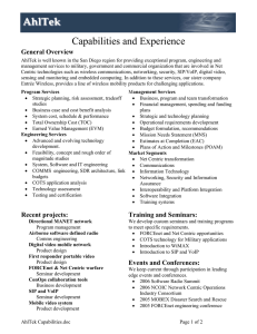 Capabilities and Experience