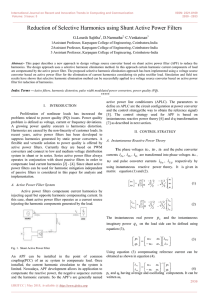 Reduction of Selective Harmonics using Shunt Active Power Filters