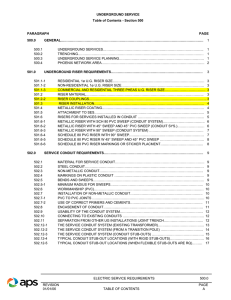 UNDERGROUND SERVICE Table of Contents